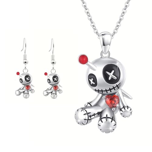 YIZITU Cursed Toy Inspired Necklace and Earrings Set Trendy Cursed Toy Necklace and Earrings Set for Casual Wear Individuality Charm Accessories von YIZITU