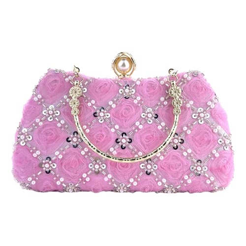 YIZITU Damen Abend-Clutches Tasche Pailletten Geldbörse Handtasche Perlen für Party Damen Clutch Tasche Pailletten Geldbörse Perlen für Party, B, One Size von YIZITU