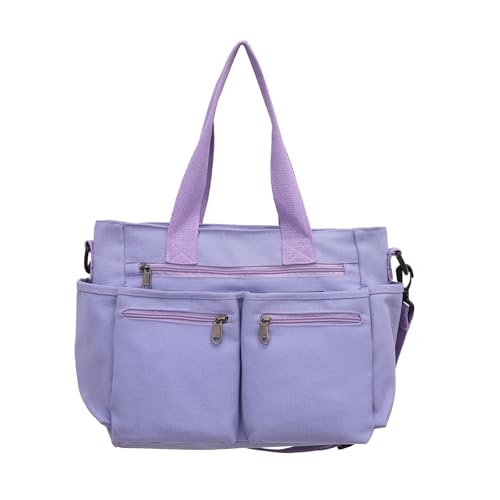 YIZITU Damen Canvas Umhängetasche mit geräumigen Fächern Trvel Handag Crossbody Taschen Satchel Geldbörse für Arbeit oder Freizeit Multi Pocket Geldbörse, violett, One Size von YIZITU