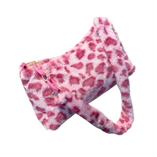 YIZITU Damen Dating-Tasche Leopardenmuster Schultertasche Obergriff Plüsch Achsel Herbst Winter Handtasche Geldbörse Unterarm Frauen Herbst Winter Achsel Leopardenmuster Schulter Plüsch Unterarm, a von YIZITU