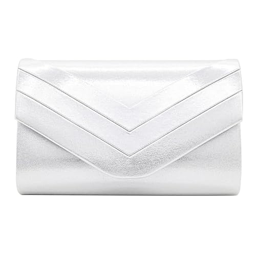 YIZITU Damen-Geldbörse, Klappe, Umschlagtasche, Clutch, Hochzeit, Handtasche, Damen, Mädchen, Umhängetasche, Umhängetasche mit abnehmbarer Kette, silber von YIZITU