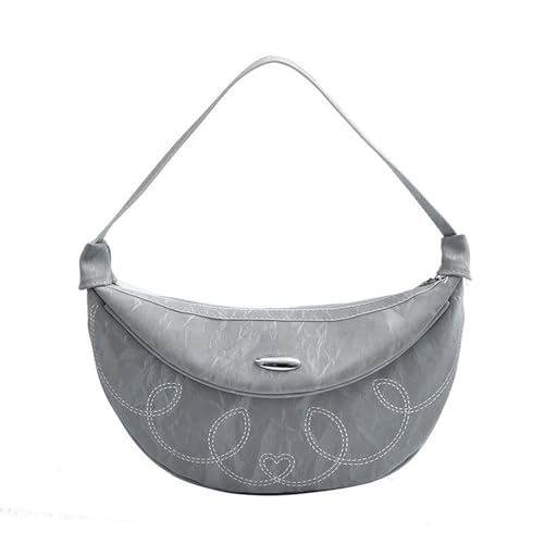 YIZITU Damen-Handtasche in Mondform mit Herzmuster, elegante PU-Leder-Unterarmtasche, Schultertasche, Geldbörse für Dating und Arbeit, modische PU-Leder-Umhängetasche, grau, One Size YIZITU Damen-Handtasche in Mondform mit Herzmuster, elegante PU-Leder-Unterarmtasche, Schultertasche, Geldbörse für Dating und Arbeit, modische PU-Leder-Umhängetasche, grau, One Size von YIZITU