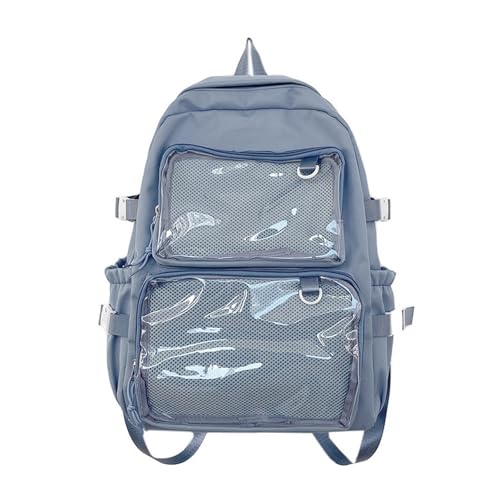 YIZITU Damen-Rucksack mit großem Fassungsvermögen, Schulrucksack, Reise, Itabag mit transparentem Fenster, für College, japanische Stile, schöne Itabag große Kapazität, blau von YIZITU