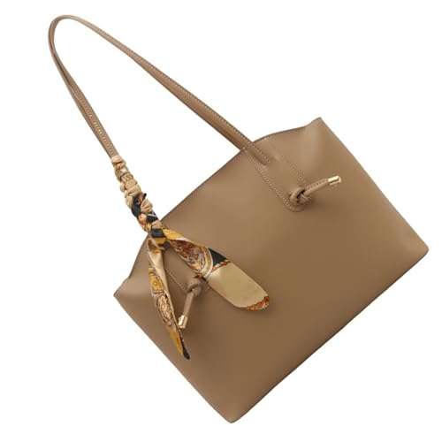 YIZITU Damen-Schultertasche mit Schal, große Kapazität, Achseltasche, einfache Handtasche, passend für Unterarm, Damen, Pendeln, Damen, leger, Achselhöhle, PU-Leder, Unterarm, große Kapazität von YIZITU