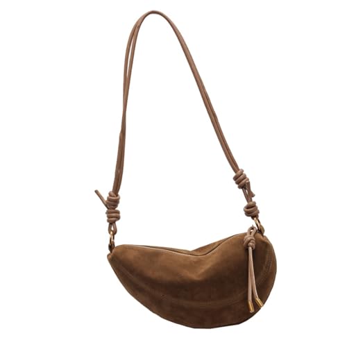 YIZITU Damen-Umhängetasche, trendige Knödeltasche, Retro, Umhängetasche, große Kapazität, Messenger-Tasche für tägliche Reisen, große Kapazität, Crossbody-Tasche, lässig, Pendler, braun, One Size von YIZITU