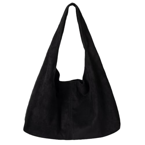 YIZITU Damen Winter Casual Unterarmtasche Retro Single Shoulder Geldbörse Slouchy Bag Unterarmtasche Geeignet Für Verschiedene Anlässe Modisch Damen, Schwarz , One Size von YIZITU