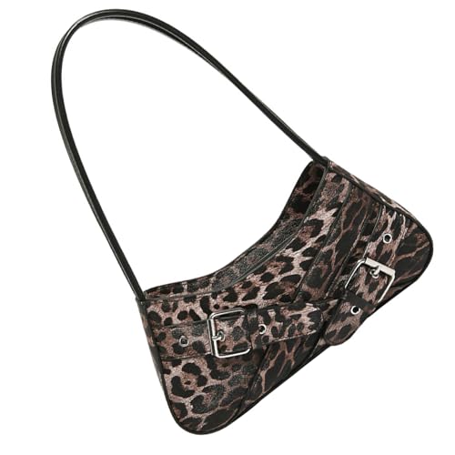 YIZITU Damentasche Handtasche Geldbörse PU-Leder Unterarmtasche Mode Achselhöhle Shopping Dating Leopardenmuster Schulter für Frauen Retro Clutch Handtasche Geldbörse Trend Achsel, Kaffeebraun, One von YIZITU