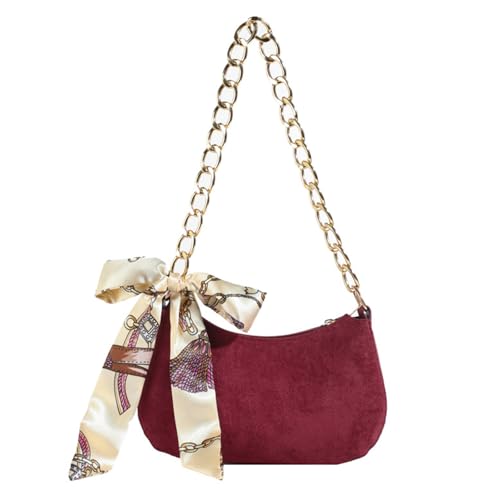 YIZITU Damentasche Schulter mit Schals Herbst Winter Achsel Casual Pendeln Goldkette Crossbody Shopping Frauen Goldkette Schulter Crossbody Achsel Top Griff Handtasche Geldbörse, a, One Size von YIZITU