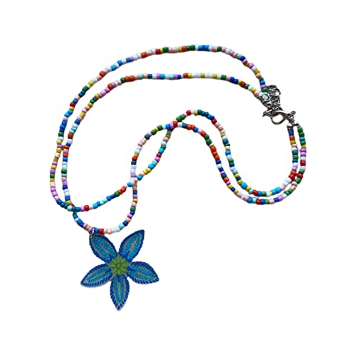 YIZITU Doppelschichtkette Halsketten Perlen Chokers Blütenkette Halsketten Blüten Schlüsselbein Chokers Anhänger Choker Für Mädchen Perlen Halskette von YIZITU