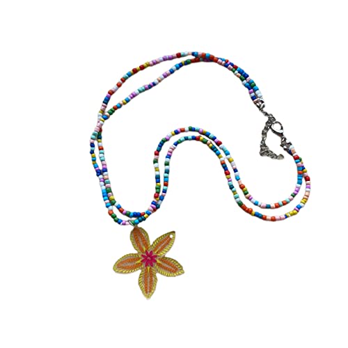 YIZITU Doppelschichtkette Halsketten Perlen Chokers Blütenkette Halsketten Blüten Schlüsselbein Chokers Anhänger Choker Für Mädchen Perlen Halskette von YIZITU