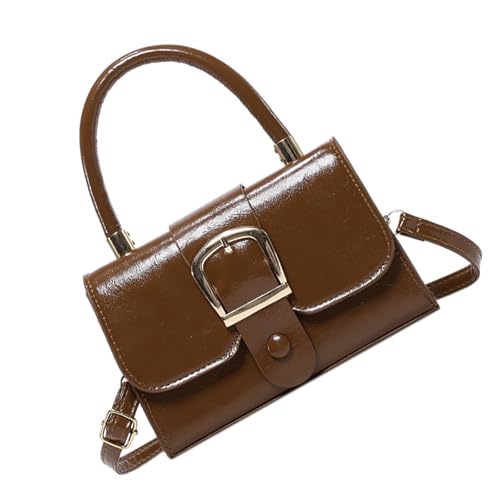 YIZITU Einfarbige kleine Handtasche für Damen, PU-Leder, Umhängetasche, ideal für Pendler, Einkaufen und gesellschaftliche Veranstaltungen, modische Tasche, braun, One Size YIZITU Einfarbige kleine Handtasche für Damen, PU-Leder, Umhängetasche, ideal für Pendler, Einkaufen und gesellschaftliche Veranstaltungen, modische Tasche, braun, One Size von YIZITU