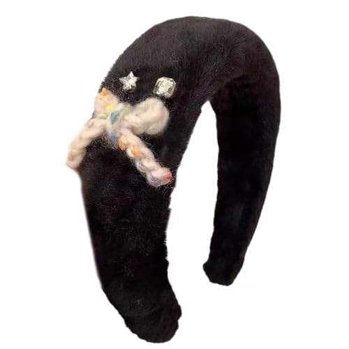 YIZITU Einzigartige Bögen Haarzubehör Für Frauen Weiche Plüsch Kopfband Kopfbedeckungshaarverzierungen Mit Glitzernden Strasssteinen Kinder Süßes Stirnband von YIZITU