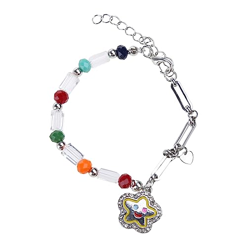 YIZITU Einzigartige Farbenfrohe Perlenarmband Mit Niedlichen Stern Face Anhänger Handchain Armband Für Freundes Studenten Teen Face Food Perlen Fashion Party Schmuck von YIZITU