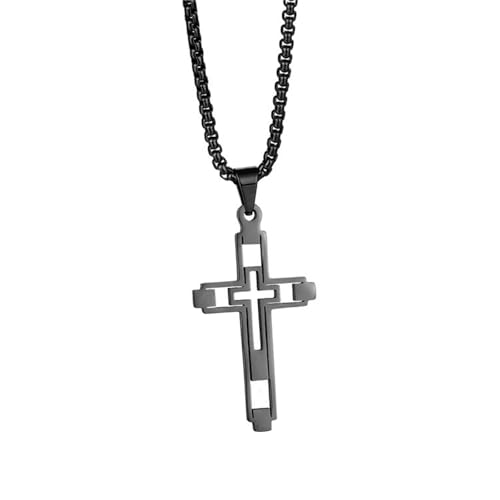 YIZITU Einzigartige Halskette mit hohlen Kreuzen, trendige, hohle Kreuze, Halskette, bequem zu tragen, für religiöse Veranstaltungen und Partys, religiöser Schmuck aus Edelstahl, Einheitsgröße, Wie von YIZITU