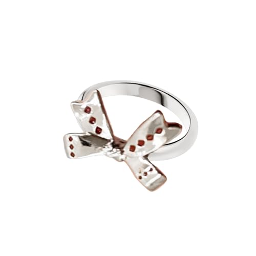YIZITU Einzigartige Tropföl Offene Ringe Für Frauen Und Mädchen Silber Farbe Herzkörper Muster Bögen Fingerringe Mode Schmuck Alltagsbekleidung von YIZITU