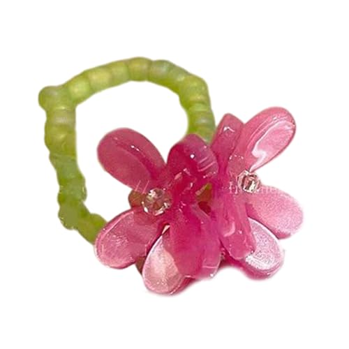 YIZITU Elastische Perlenvoletten Florale Acrylringe Verstellbarer Fingerschmuck Koreanische Stile Frauen Mode Accessoire Für Gefärbbare Blumenperlen Schmuck Schmuck von YIZITU