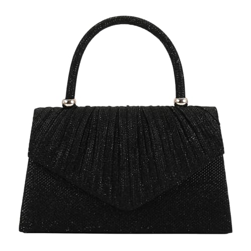 YIZITU Elegante Abendtasche, modische Handtasche mit Kettenriemen und schimmernder Umhängetasche, Schultertasche für Hochzeit, Hochzeit, Handtasche, Schwarz , One Size YIZITU Elegante Abendtasche, modische Handtasche mit Kettenriemen und schimmernder Umhängetasche, Schultertasche für Hochzeit, Hochzeit, Handtasche, Schwarz , One Size von YIZITU