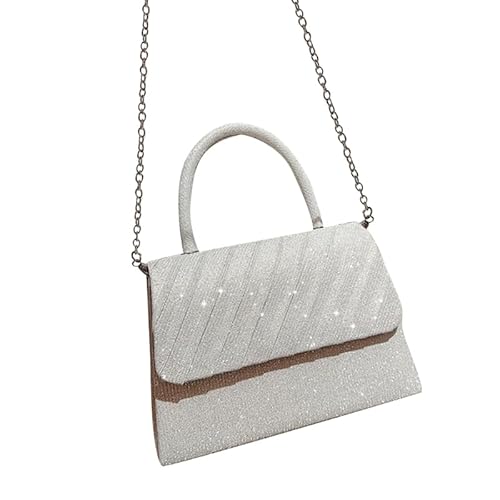 YIZITU Elegante Abendtasche für Damen, Mädchen, Handtasche, formelle Hochzeit, Party, Abschlussball, Geldbörse, silber von YIZITU