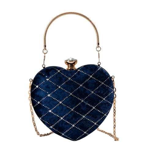 YIZITU Elegante Abendtasche mit Kettenriemen, stilvolle Handtasche mit Kettengriff, modische herzförmige Tasche für formelle Veranstaltungen, modische Dinner-Party-Geldbörse, blau, One Size YIZITU Elegante Abendtasche mit Kettenriemen, stilvolle Handtasche mit Kettengriff, modische herzförmige Tasche für formelle Veranstaltungen, modische Dinner-Party-Geldbörse, blau, One Size von YIZITU