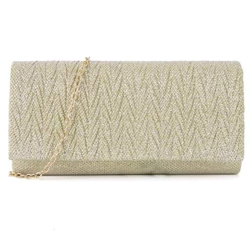 YIZITU Elegante Clutch mit abnehmbarem Kettenriemen, Cocktail-Party, Abendtasche für Damen, gold von YIZITU