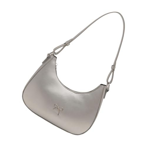 YIZITU Elegante Damen Umhängetasche mit Schmetterling Muster Kompakte Handtasche PU Leder Achseltaschen Casual Büro Handtaschen Damen Handtasche, silber, One Size YIZITU Elegante Damen Umhängetasche mit Schmetterling Muster Kompakte Handtasche PU Leder Achseltaschen Casual Büro Handtaschen Damen Handtasche, silber, One Size von YIZITU