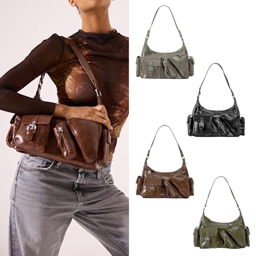YIZITU Elegante Damen-Unterarmtasche mit geräumigem Fassungsvermögen, lässige Schultertaschen, PU-Leder, mit Tragegriff oben, für den täglichen Gebrauch, Tasche mit Tragegriff oben, Schwarz , One Size von YIZITU