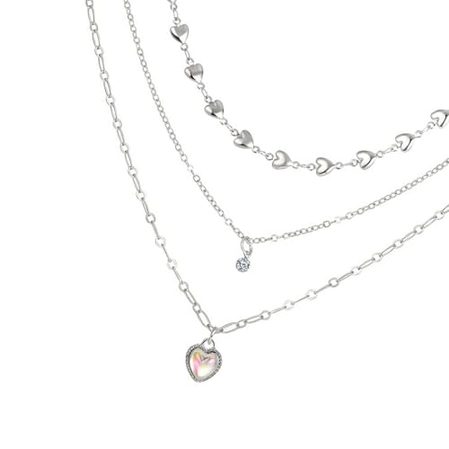 YIZITU Elegante Halskette mit Herz-Mondstein-Anhänger für Damen, mehrschichtige Schlüsselbeinkette, trendige Edelsteine, Schmuckzubehör, lässige Datums-Halskette, Einheitsgröße, Wie beschrieben, Wie YIZITU Elegante Halskette mit Herz-Mondstein-Anhänger für Damen, mehrschichtige Schlüsselbeinkette, trendige Edelsteine, Schmuckzubehör, lässige Datums-Halskette, Einheitsgröße, Wie beschrieben, Wie von YIZITU