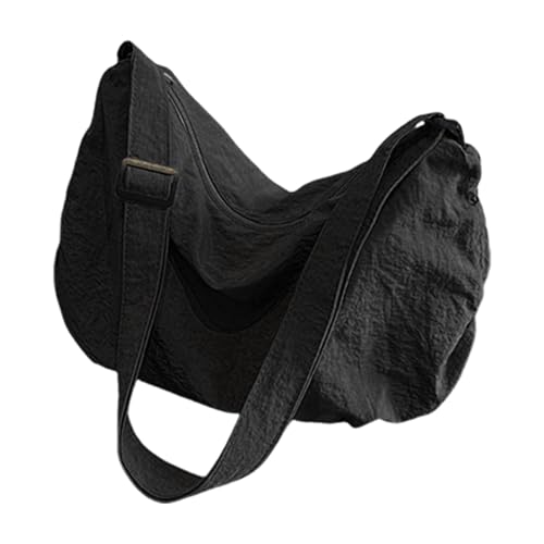 YIZITU Elegante Nylon-Umhängetasche für Damen und Herren, lässige Umhängetasche, modische Umhängetasche mit verstellbarem Riemen, vielseitige Reisehandtasche, Schwarz , One Size von YIZITU