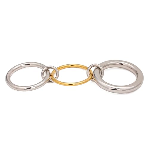 YIZITU Elegante Ringe mit 3 Kreisen, farbige Akzentringe, verstellbare Größe, rostbeständig, Schmuck-Accessoire für Damen und Herren, Party-Schmuck von YIZITU