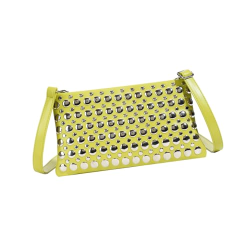 YIZITU Elegante Schultertasche mit Punkten, für Damen, praktische Umhängetasche aus PU-Leder, geeignet für verschiedene Anlässe, mit Nieten, grün, One Size von YIZITU