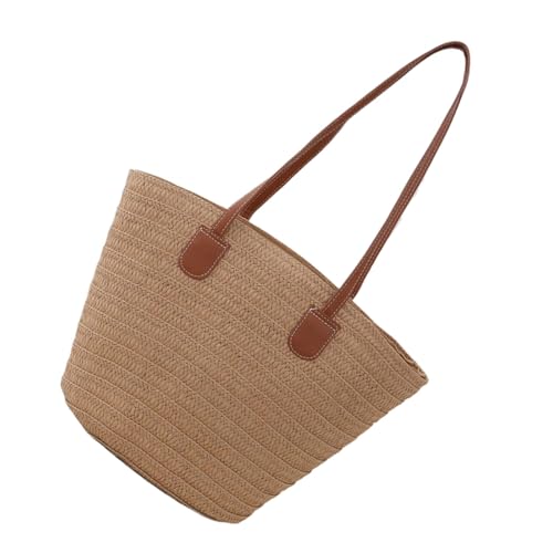 YIZITU Elegante Strohtasche für Damen, freundlich, modische Umhängetasche, Strandhandtasche, ideal für Stadteinkäufe und Urlaubspartys, natürlich gewebte Tasche, coffee, One Size von YIZITU