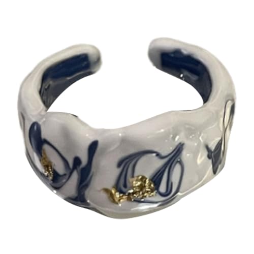 YIZITU Elegante Tropfende Öl Offene Ringe Mit Goldenen Folienverstellbaren Keramikfinger Ringen Trendy Schmuck Für Mode Enthusiasten Legierungsring von YIZITU