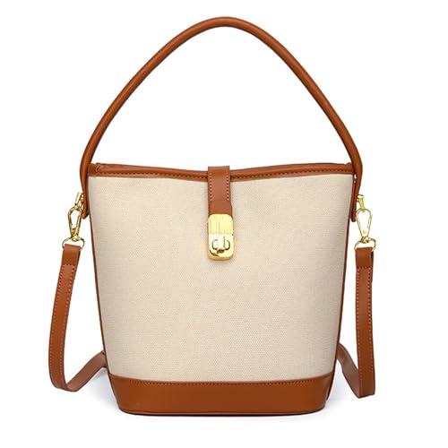 YIZITU Elegante kleine Handtasche für Damen, modische PU-Leder-Spleiß-Umhängetasche, Umhängetasche, für lässiges Einkaufen, modische Eimertasche, braun, One Size YIZITU Elegante kleine Handtasche für Damen, modische PU-Leder-Spleiß-Umhängetasche, Umhängetasche, für lässiges Einkaufen, modische Eimertasche, braun, One Size von YIZITU