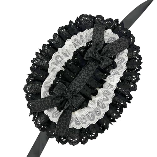 YIZITU Elegantes Anime Design Motorhaube Handgefertigte Spitzenverkleidung Party Für Mädchen Frauen Verstellbare Stirnbänder Vintage Accessoire Verstellbare Anime Kopfbedeckung Für Mädchen von YIZITU