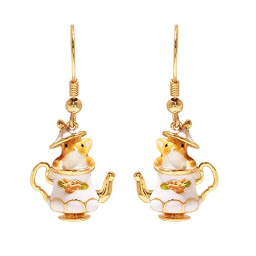 YIZITU Entzückende Chipmunk Teapot Schmuck Set Mode Charme Halskette Drop Ohrringe Emaille Cartoon Schmuck Geschenk Für Frauen Mädchen Charme Für Frauen von YIZITU