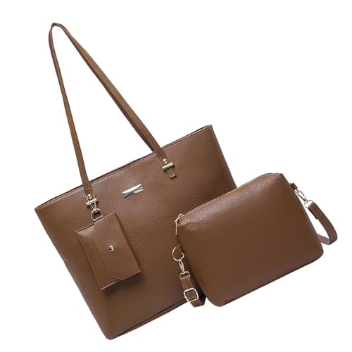 YIZITU Fashion Damen 3-teiliges Handtaschen-Set große Kapazität Crossbody und Schultertaschen PU-Leder Geldbörse Geldbörse Arbeitstasche Schultertasche Set, braun, One Size YIZITU Fashion Damen 3-teiliges Handtaschen-Set große Kapazität Crossbody und Schultertaschen PU-Leder Geldbörse Geldbörse Arbeitstasche Schultertasche Set, braun, One Size von YIZITU