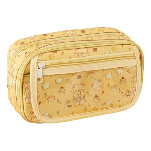 YIZITU Federmäppchen mit großer Kapazität, Cartoon-Bär-Tasche, 9-lagiger Stift, ästhetisches Schreibwaren, Schulbedarf, Cartoon-Bär-Tasche, a, Mass Beauty von YIZITU