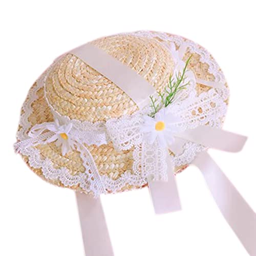 YIZITU Frauen Girls Tea Party Sun Viktorianische Spitze Blumen Stroh Sun Lotila Cosplays Cosume Party Accessoire von YIZITU