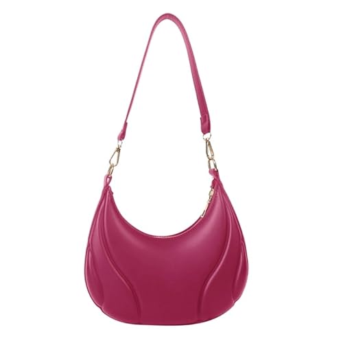 YIZITU Freizeittasche, legere Achseltasche, große Kapazität, Schultertasche, Mädchen, Damen, einfarbig, trendige Tasche, Hobo-Tasche, Unterarmtasche, hot pink von YIZITU