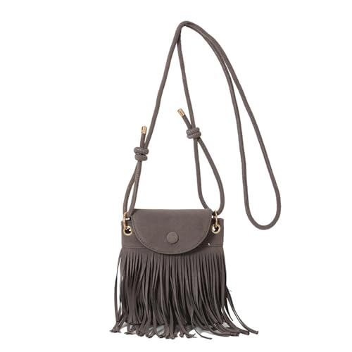 YIZITU Fringe Designs Umhängetasche für Damen, Umhängetasche, trendige Leder-Handtasche mit verstellbarem Riemen für Herbst-Outfits, lässige Einkaufstasche, grau, One Size YIZITU Fringe Designs Umhängetasche für Damen, Umhängetasche, trendige Leder-Handtasche mit verstellbarem Riemen für Herbst-Outfits, lässige Einkaufstasche, grau, One Size von YIZITU