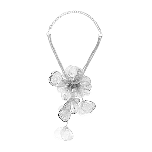 YIZITU Funkelnde Blumenanhänger Halskette Metall Quasten Schlüsselblatt Kette Für Mädchen Eleganter Choker Für Hochzeitspullover Halsketten Frauen Mode Schmuck Long von YIZITU