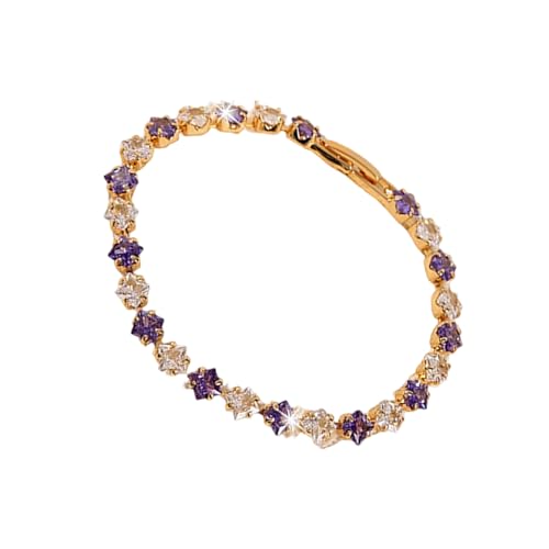 YIZITU Geometrisches Muster Kubisch Zirkonia Tennisarmband Gold Plattiert Kupferkette Armband Handgelenk Accessoire Für Männer Männer Mehrfarbige Kubikzirkonia Tennisarmband von YIZITU