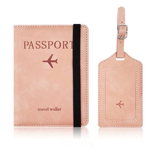 YIZITU Gepäckanhänger und Reisepasshülle aus PU-Leder, Reisekofferanhänger für Kreditkarten- und Koffer-Set, Gepäckhalter für Damen und Herren, C, Mass Beauty von YIZITU
