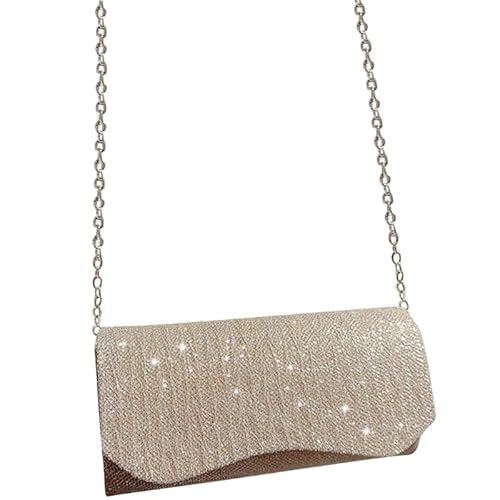 YIZITU Glitzer-Geldbörse, Abendtasche, elegante Party, Bankett, Hochzeit, Clutches, Damen-Handtasche, Damen, Mädchen, Cocktail, funkelnde Schultertasche, gold von YIZITU