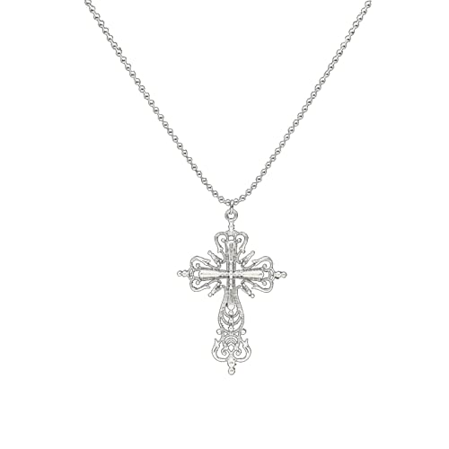 YIZITU Gothic Dark Cross Anhänger Halskette Rock Punk Goth Mode Halsketten Für Frauen Männer Schmuck Design Mystische Geschenke Kreuzhänger Halskette Frauen Kruzifix Männer Silber Unisex Gothic von YIZITU