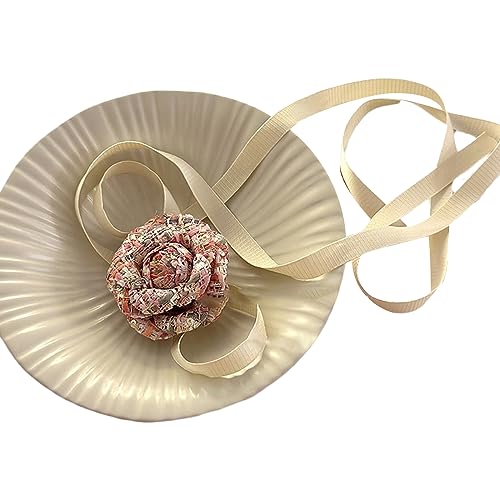 YIZITU Gotische Elegante Stoffkragen Big Blumenschlüsselschlüsselkette Halskette Für Frauen Hochzeit Brauttemperament Schmuck Geschenk Frauen Mädchen Braut Hochzeitsfeier Geburtstag von YIZITU