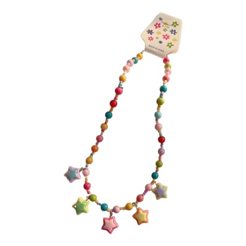 YIZITU Halskette, süßer Cartoon-Anhänger, Schlüsselbeinkette, Kinder-Halsband, bunte Perlen-Halskette, Statement-Schmuck, as show, Acryl von YIZITU