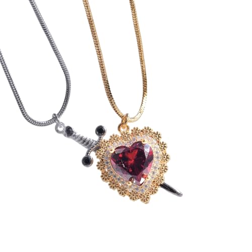 YIZITU Halskette mit Herzanhänger, multifunktional, für Paare, Modeschmuck, geeignet für den täglichen Gebrauch, 2 Stück, Einheitsgröße, Wie beschrieben, Wie beschrieben von YIZITU