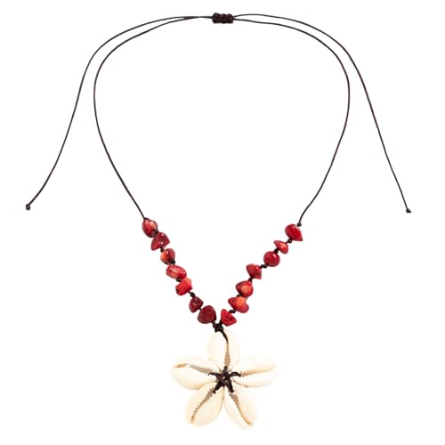 YIZITU Halskette mit schlichtem Muschel-Blumen-Anhänger, ethnischer Stil, Halsband, verstellbare Halskette, Modeschmuck, verstellbar, modisch, Schlüsselbeinkette, leicht und bequem von YIZITU