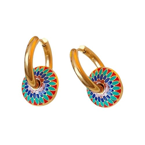 YIZITU Halskette und Ohrringe aus Metall für Damen und Mädchen, Retro-Ethno-Stil, Blumenmuster, Ohrstecker, Anhänger, Halskette, Schmuck, elegante Halskette und Ohrringe, Einheitsgröße, Wie von YIZITU